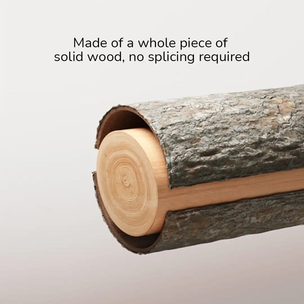 Wooden stick with a split in the middle on a light gray background