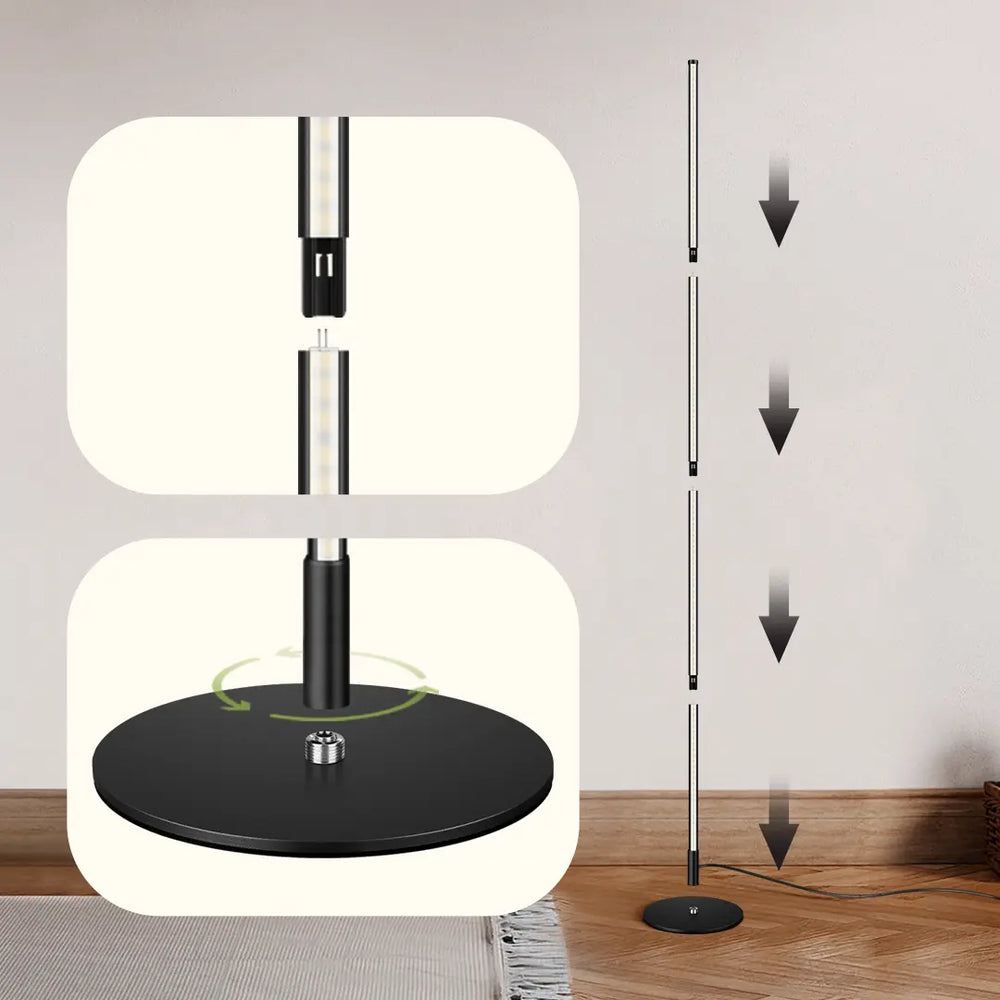 Adjustable stand with base and telescopic pole on a neutral background