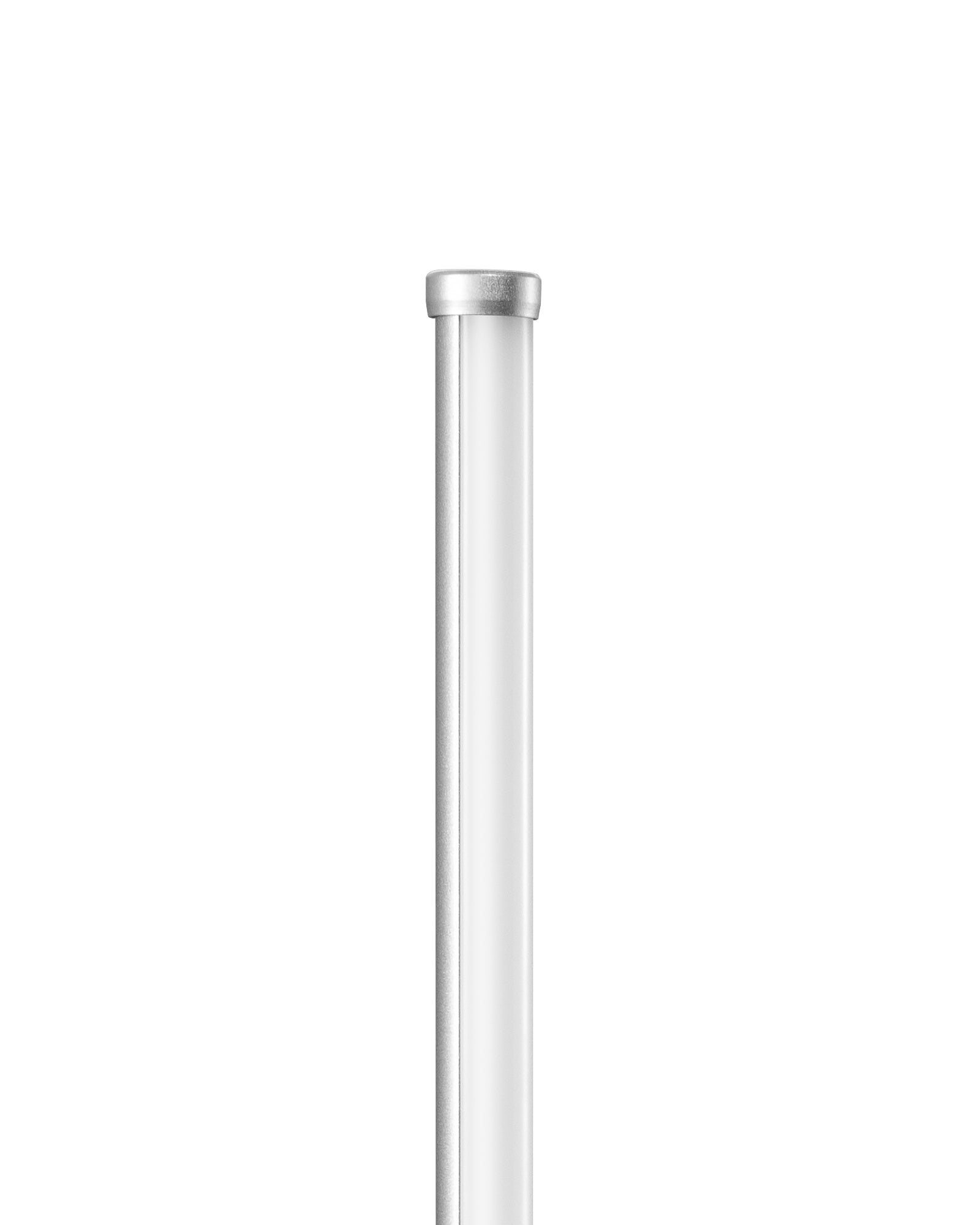 Silver LED desk lamp shower curtain rod on a white background