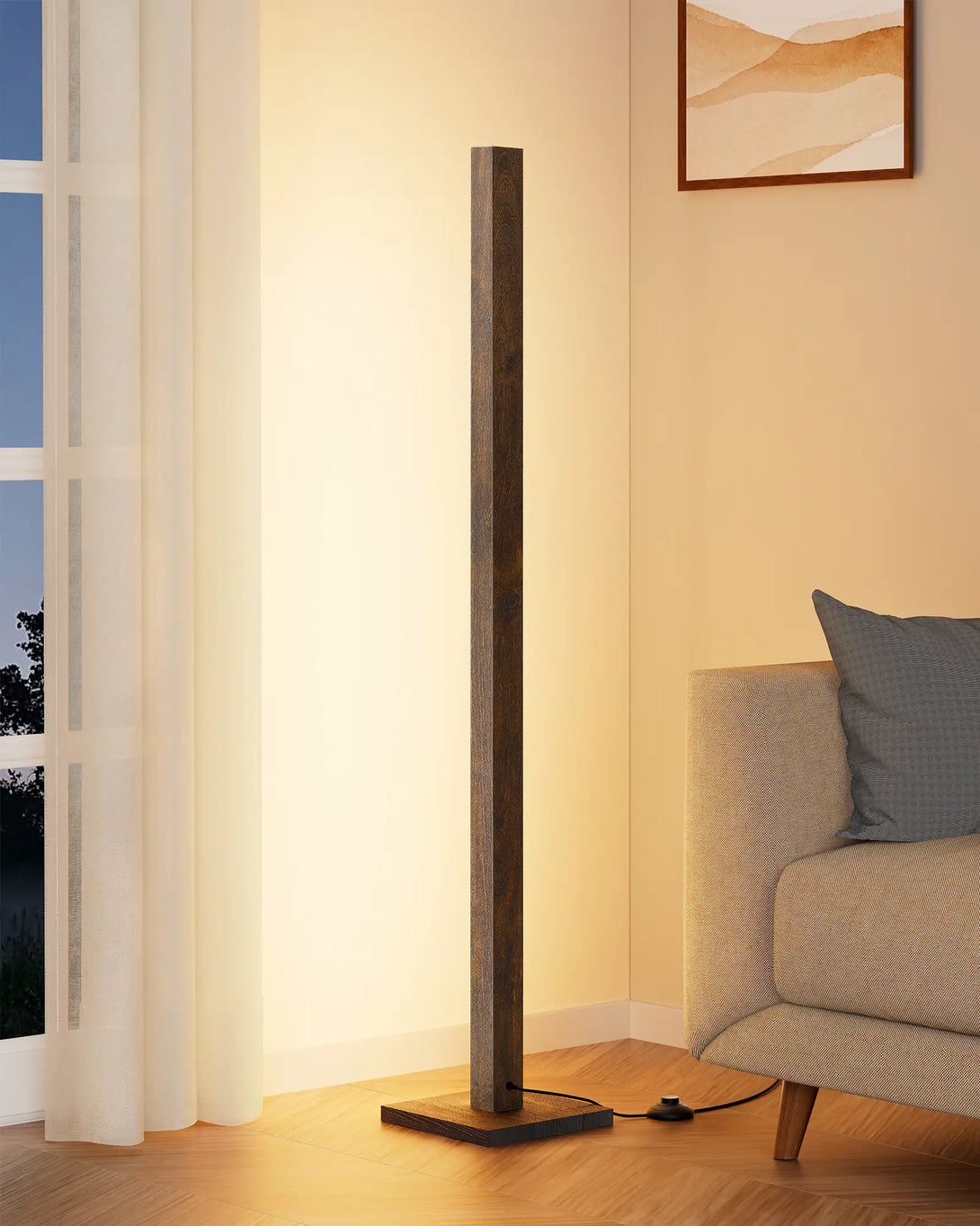 Minimalist Wood Corner Floor Lamp-HBFL02V-HFLK02V-HLFL02V