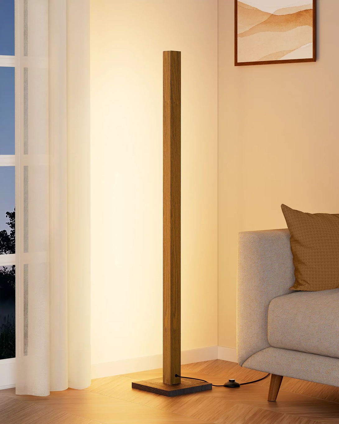 Minimalist Wood Corner Floor Lamp-HBFL02V-HFLK02V-HLFL02V