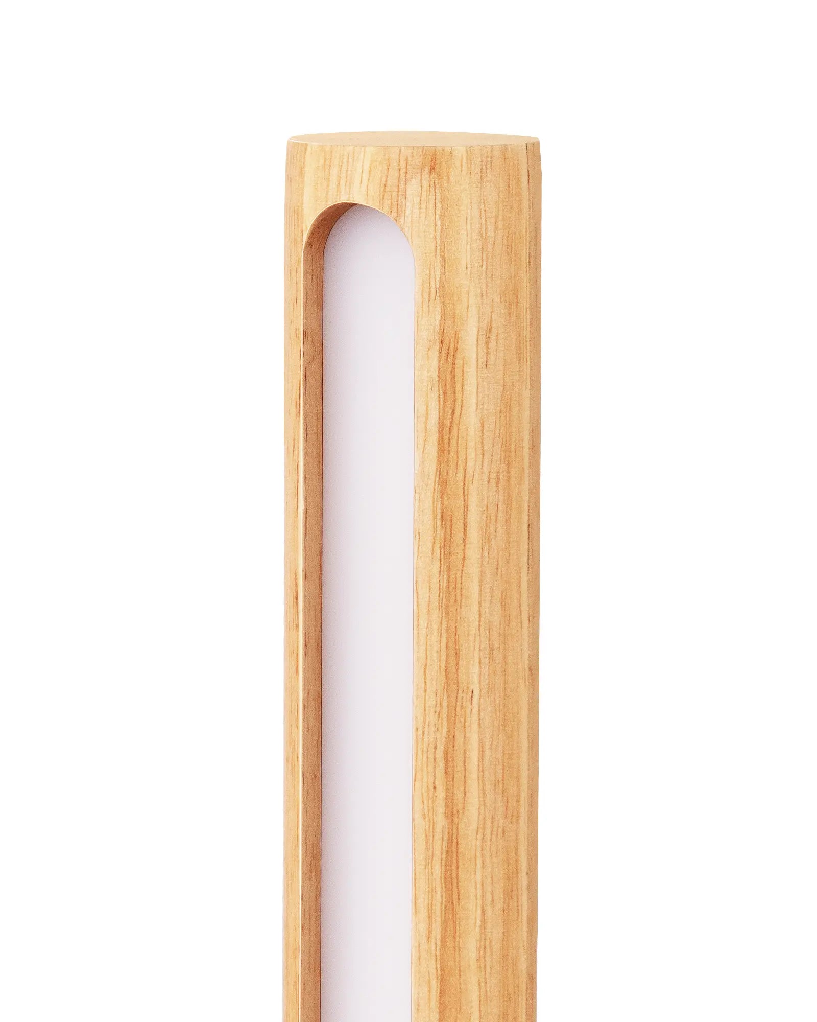 Minimalist Wood Cylinder Table Lamp - Wooden frame with a white center on a white background