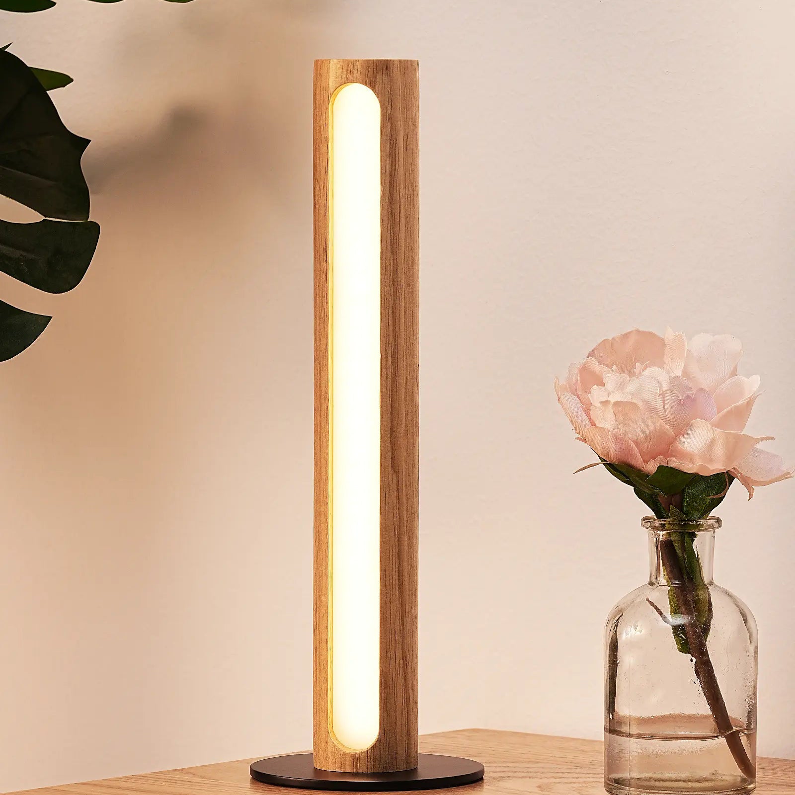 Minimalist Cylindrical Solid Wood LED Table Lamp