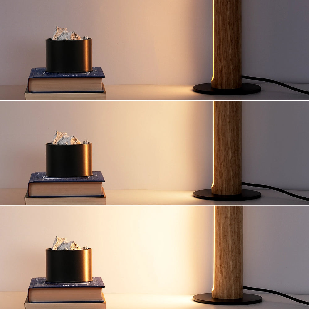 Minimalist Wood Table Lamp with various brightness settings