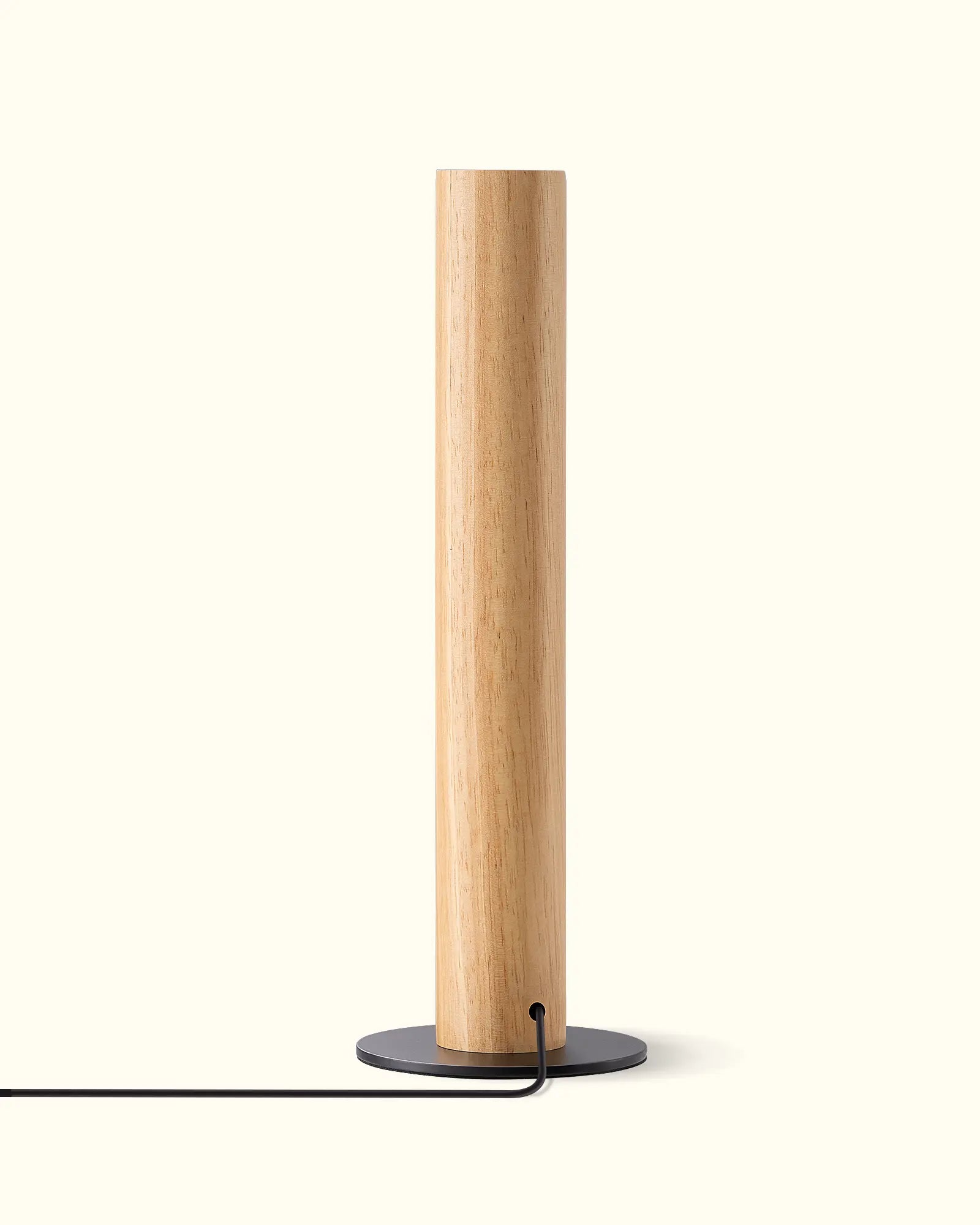 Wooden lamp back with black base on a white background
