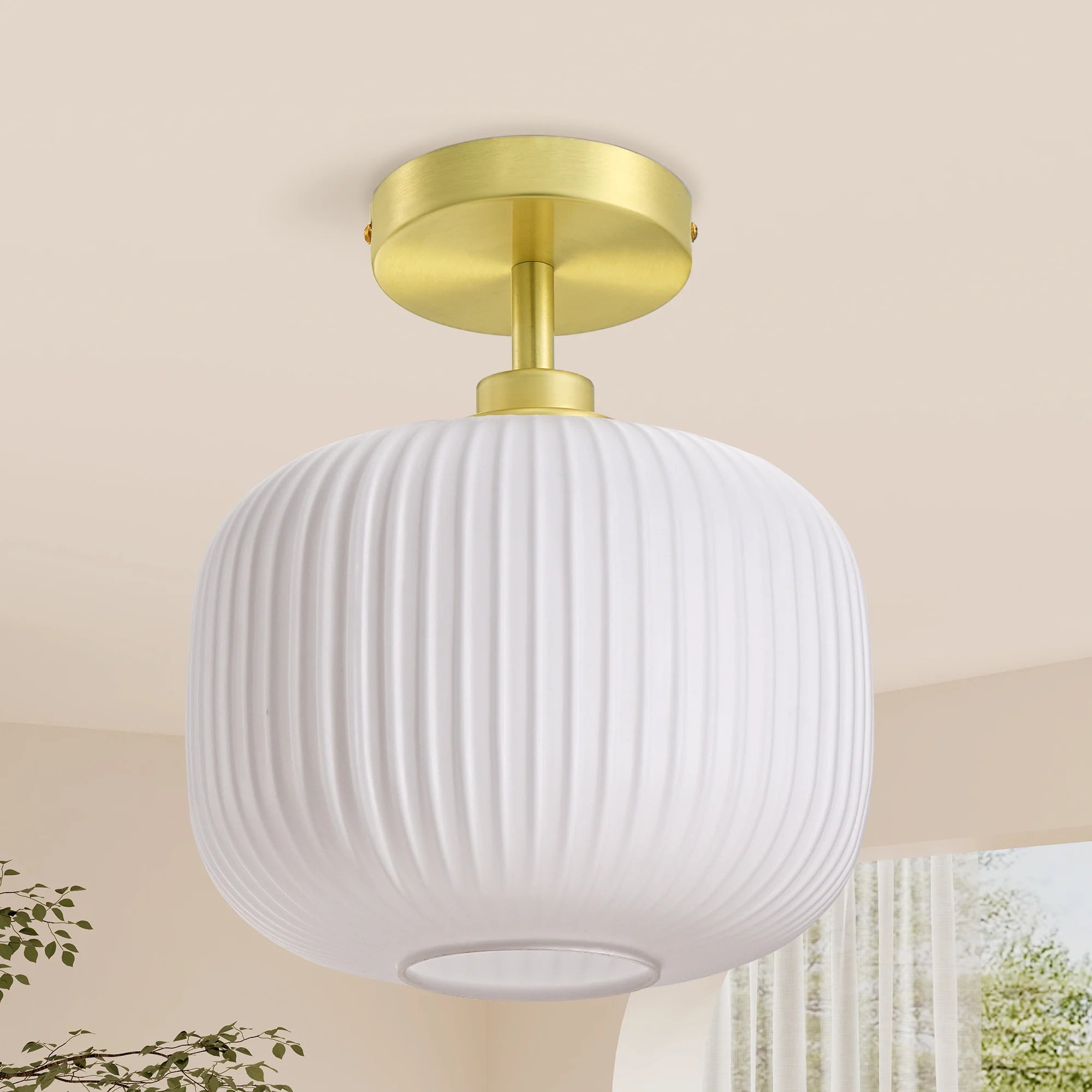 Modern White Glass Flush Mount (10")