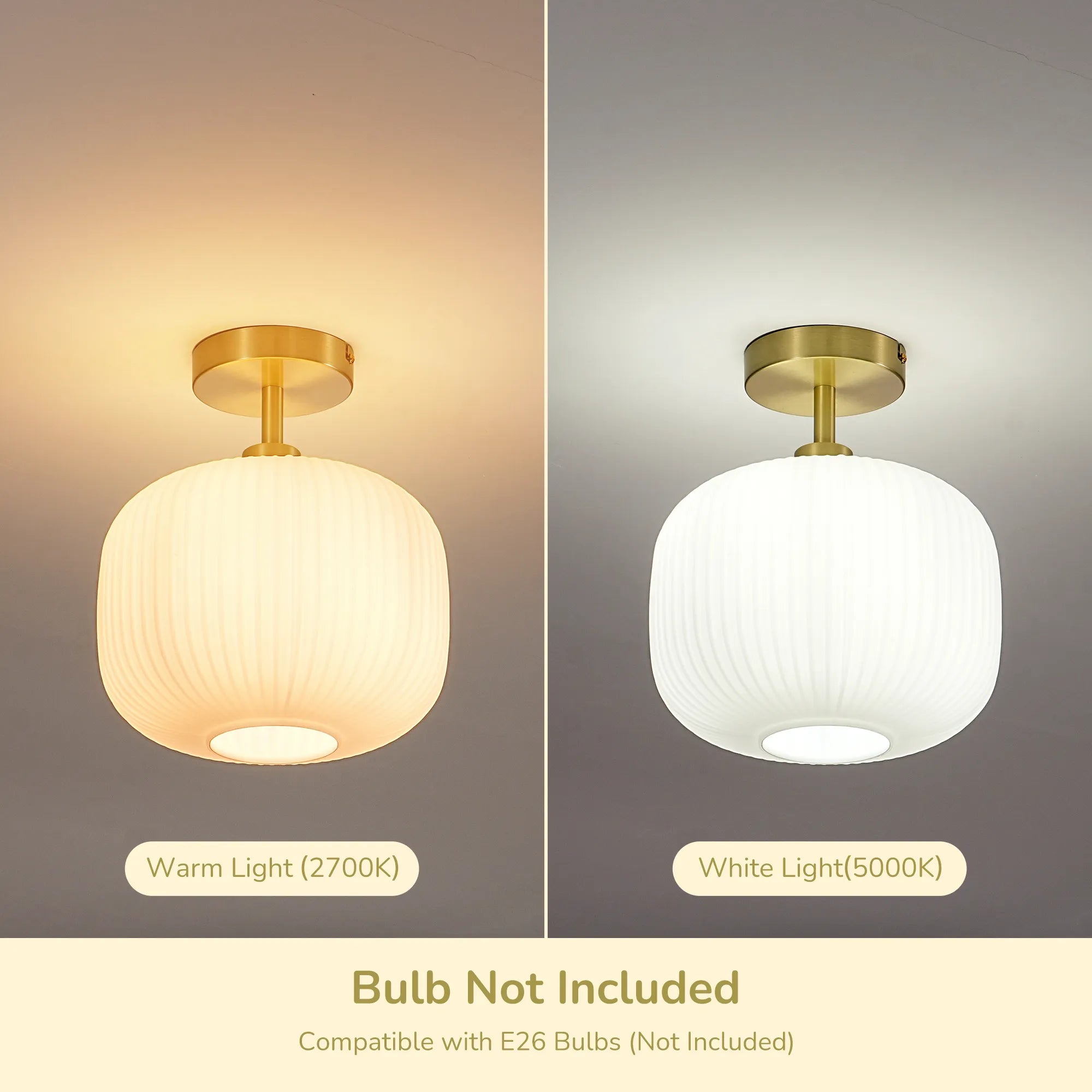 Modern White Glass Flush Mount (10")