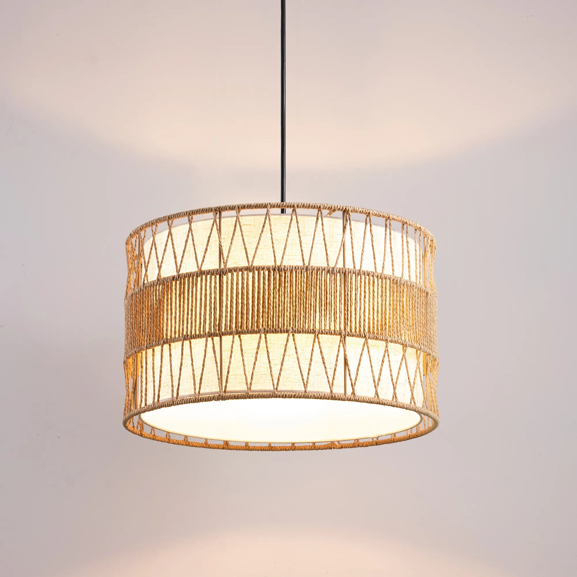 Natural Paper Rope Fabric Pendant Light  (16")