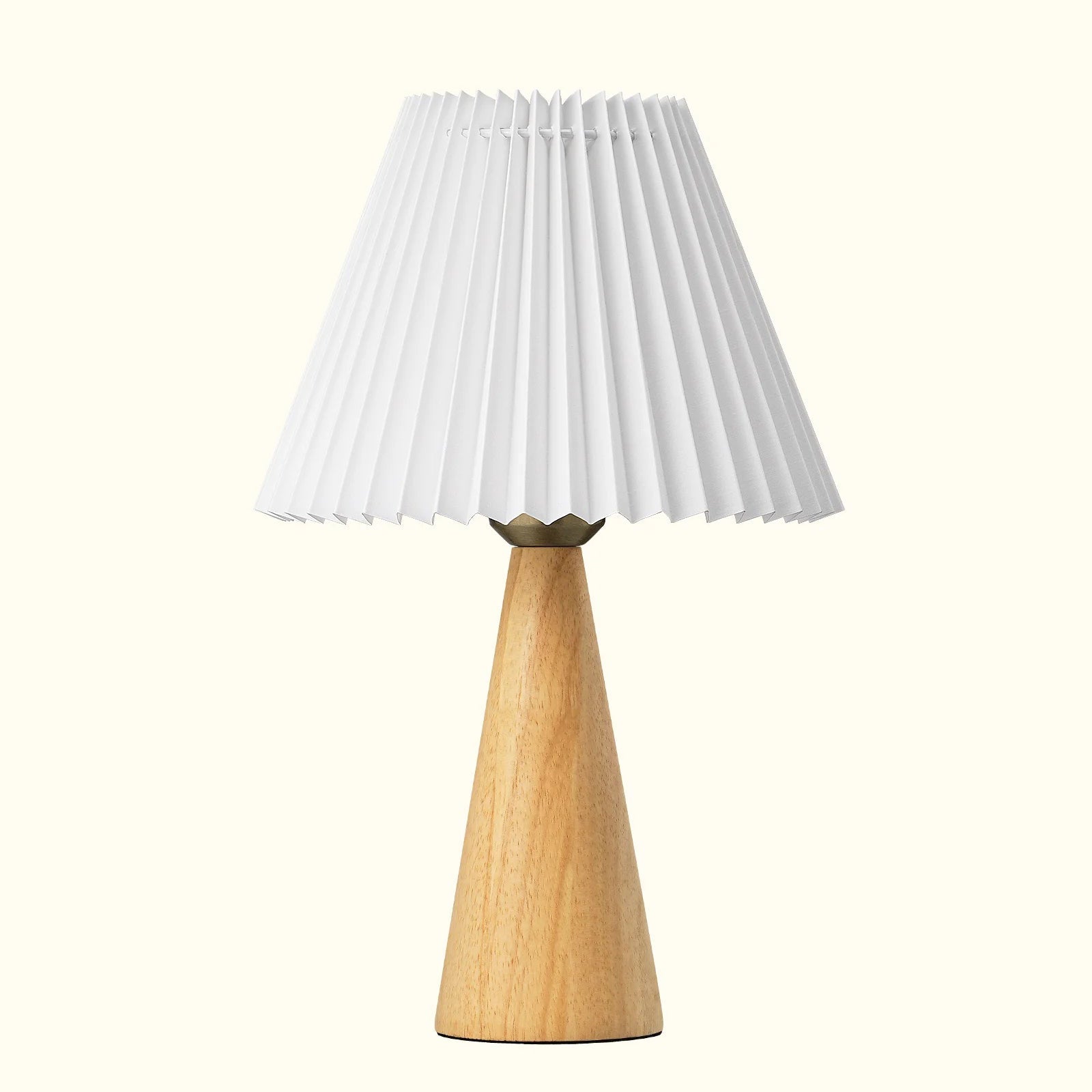 Modern Compact Wooden Table Lamp with White Pleated Shade