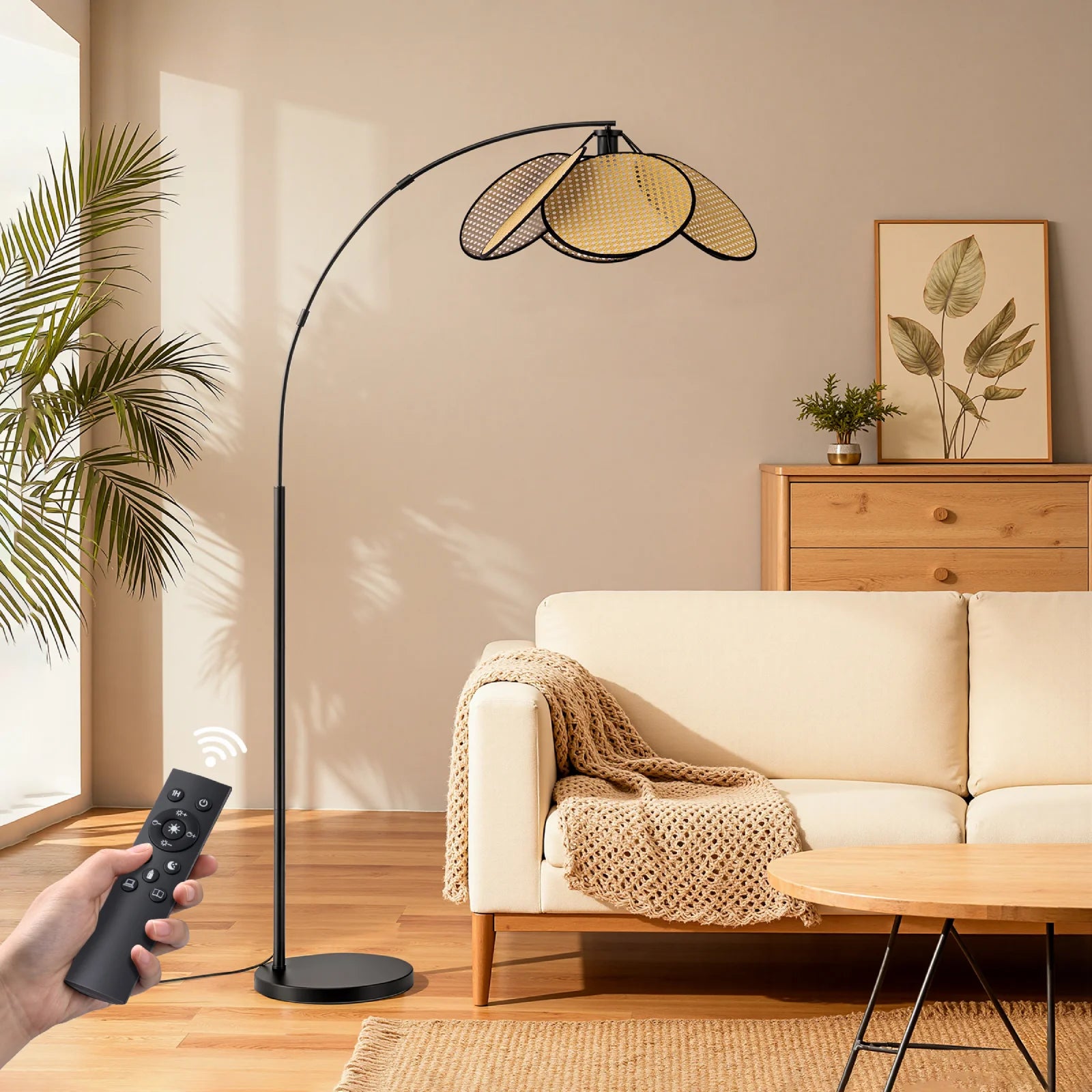 Rattan Arched Floor Lamp (66.9")