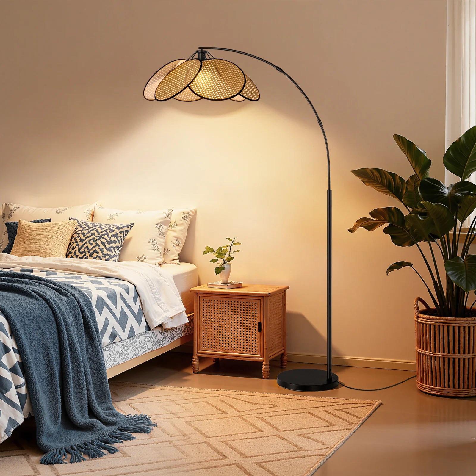 Rattan Arched Floor Lamp (66.9")