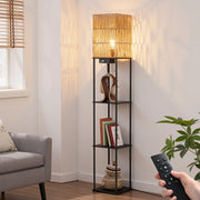 Rattan Floor Lamp with Shelves (63.8" )