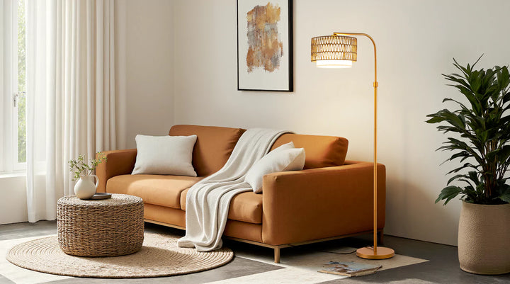Rattan Arc Floor Lamp-HFLEA1A1-HFLEA1B1