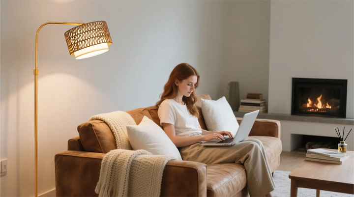 Rattan Arc Floor Lamp-HFLEA1A1-HFLEA1B1