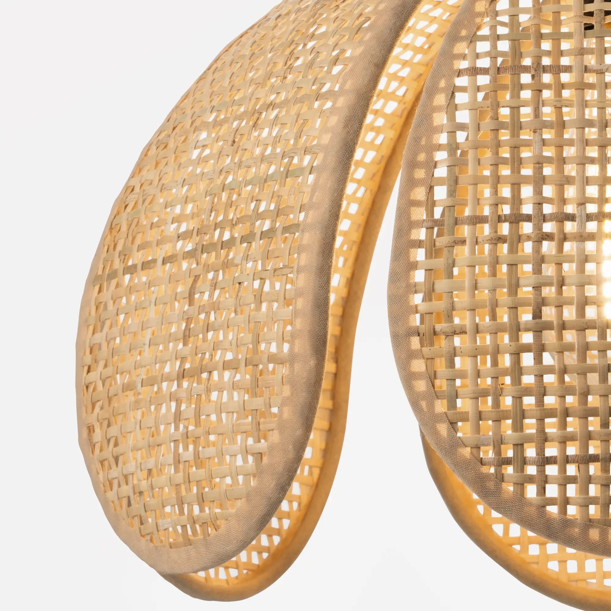 Six-petaled Woven Rattan Semi Flush Mount (12”)