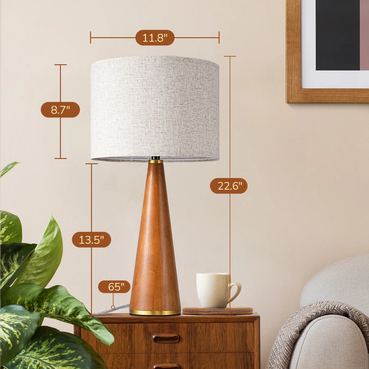 Solid Wood Table Lamp (Walnut)