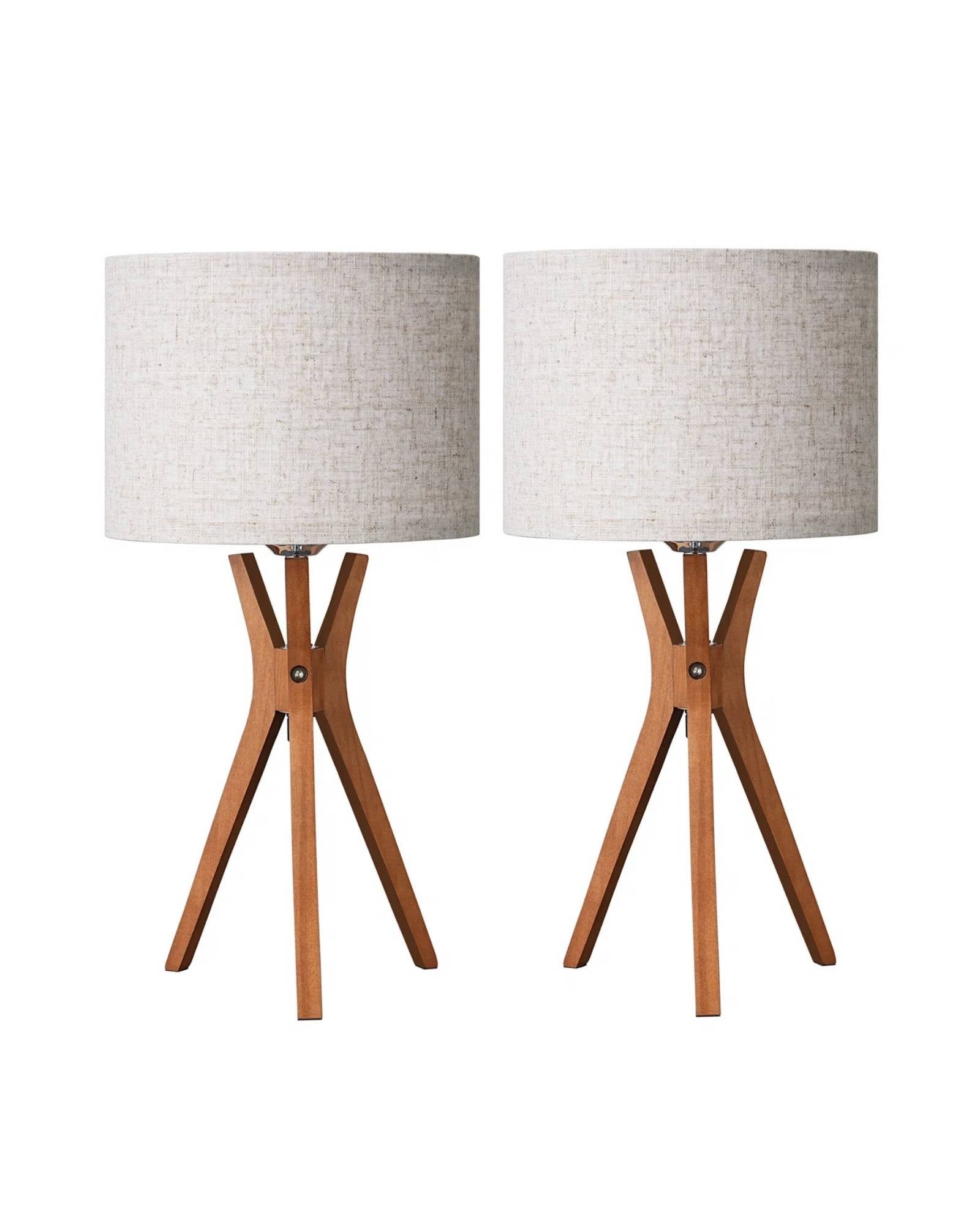 EDISHINE | Solid Wood Tripod Table Lamps 
