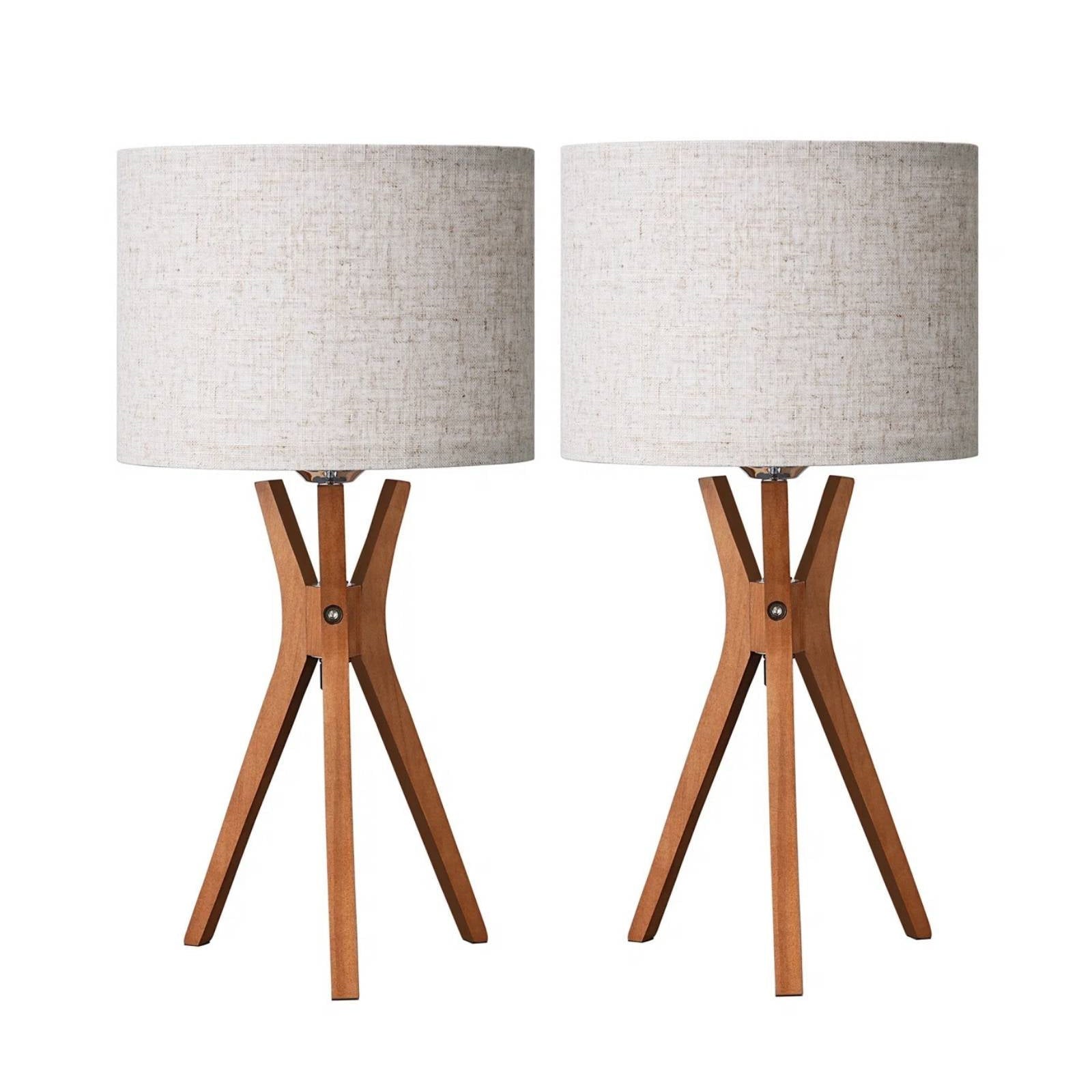 Mid-Century Solid Wood Tripod Table Lamps - Set of 2 (Rosewood)