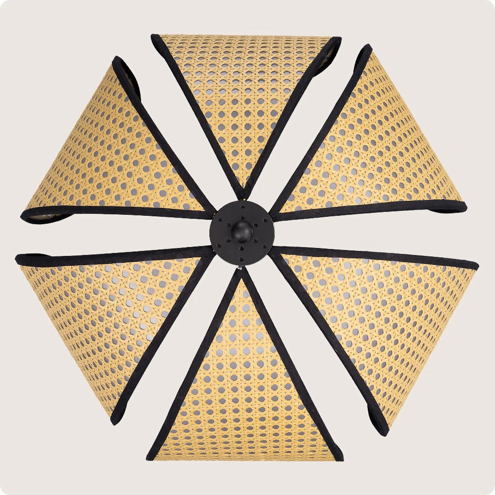 Traditional Novelty Floor Lamp with Natural Petal-Shaped Rattan Shade(63" )