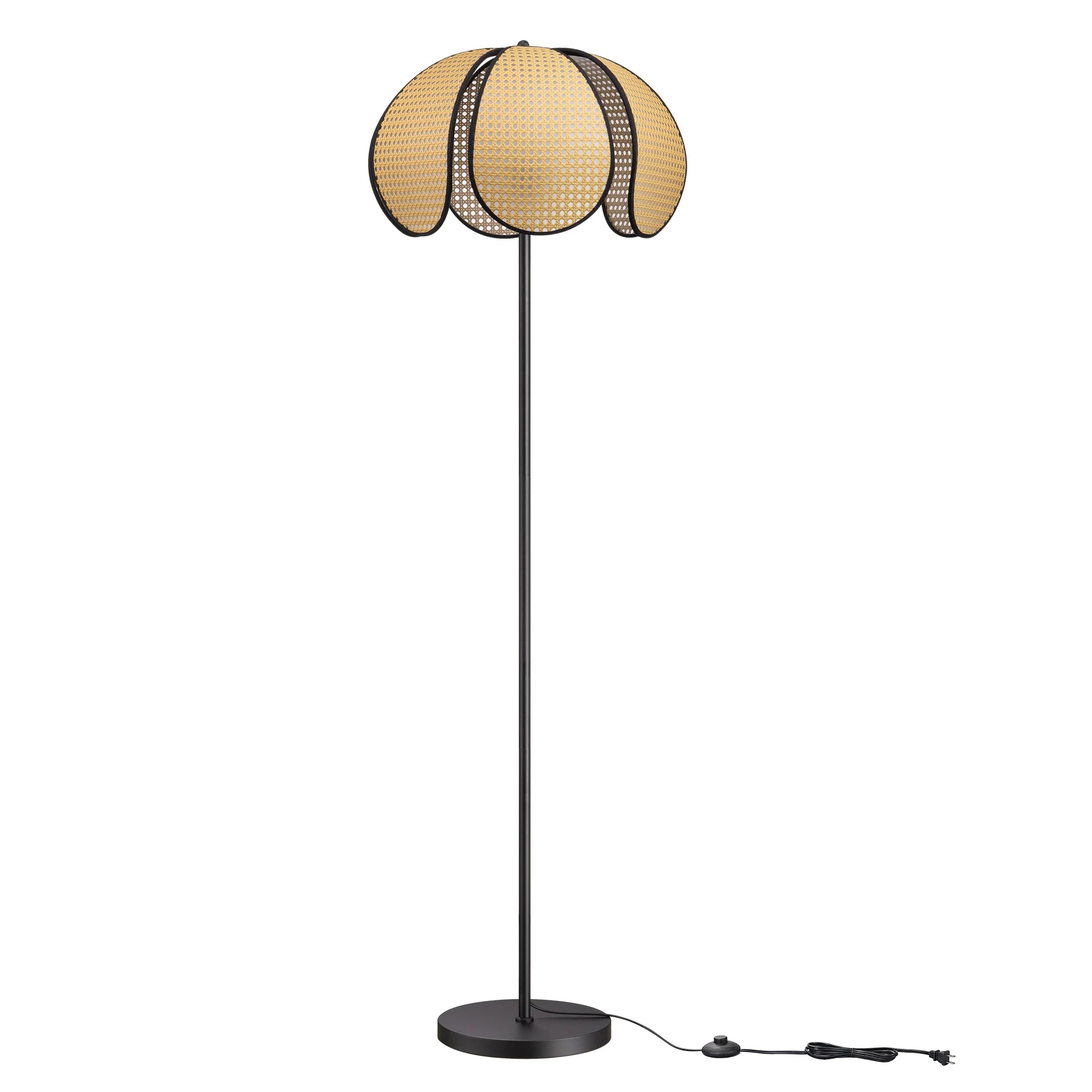 Traditional Novelty Floor Lamp with Natural Petal-Shaped Rattan Shade(63" )