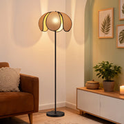 Traditional Novelty Floor Lamp with Natural Petal-Shaped Rattan Shade(63" )
