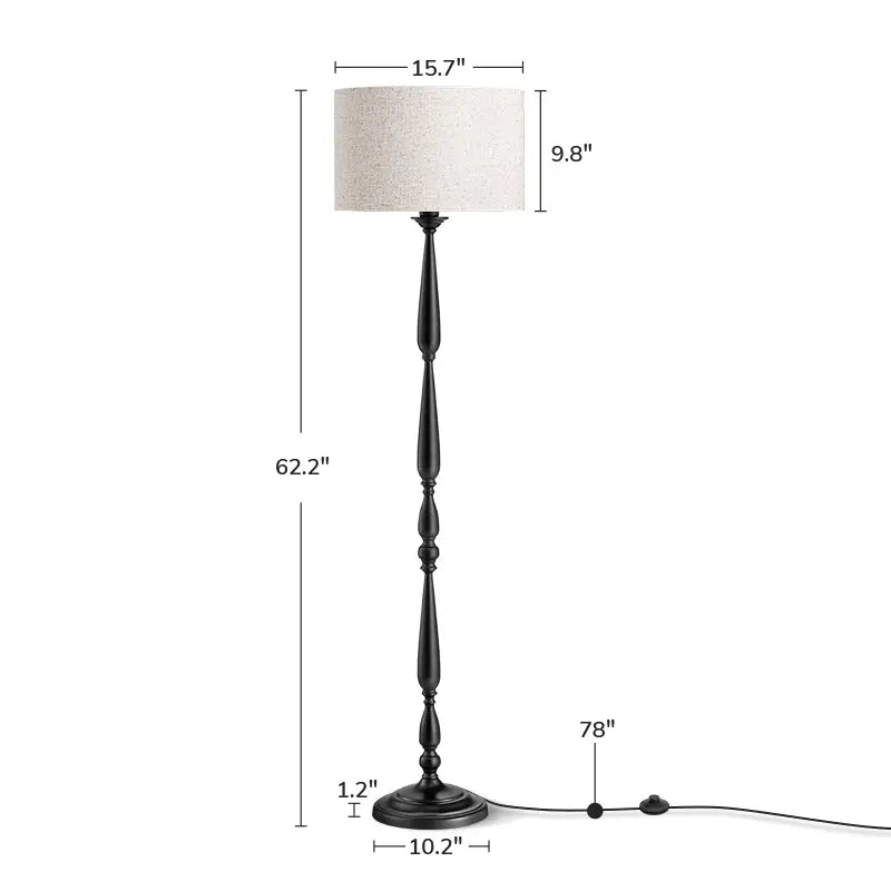 Traditional Floor Lamp with dimensions labeled on a white background