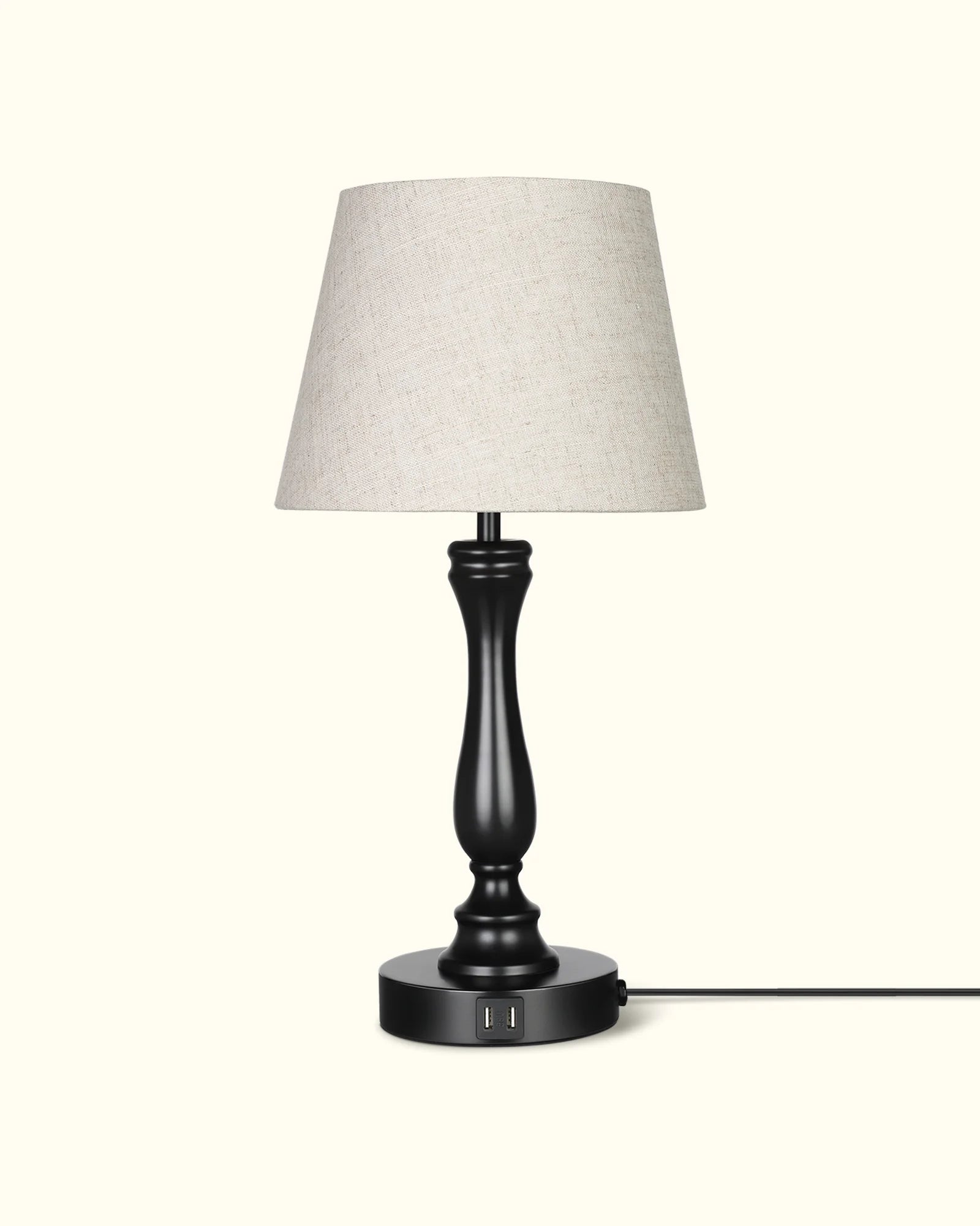 EDISHINE | Touch-Control Black Table Lamp with Dual USB Ports