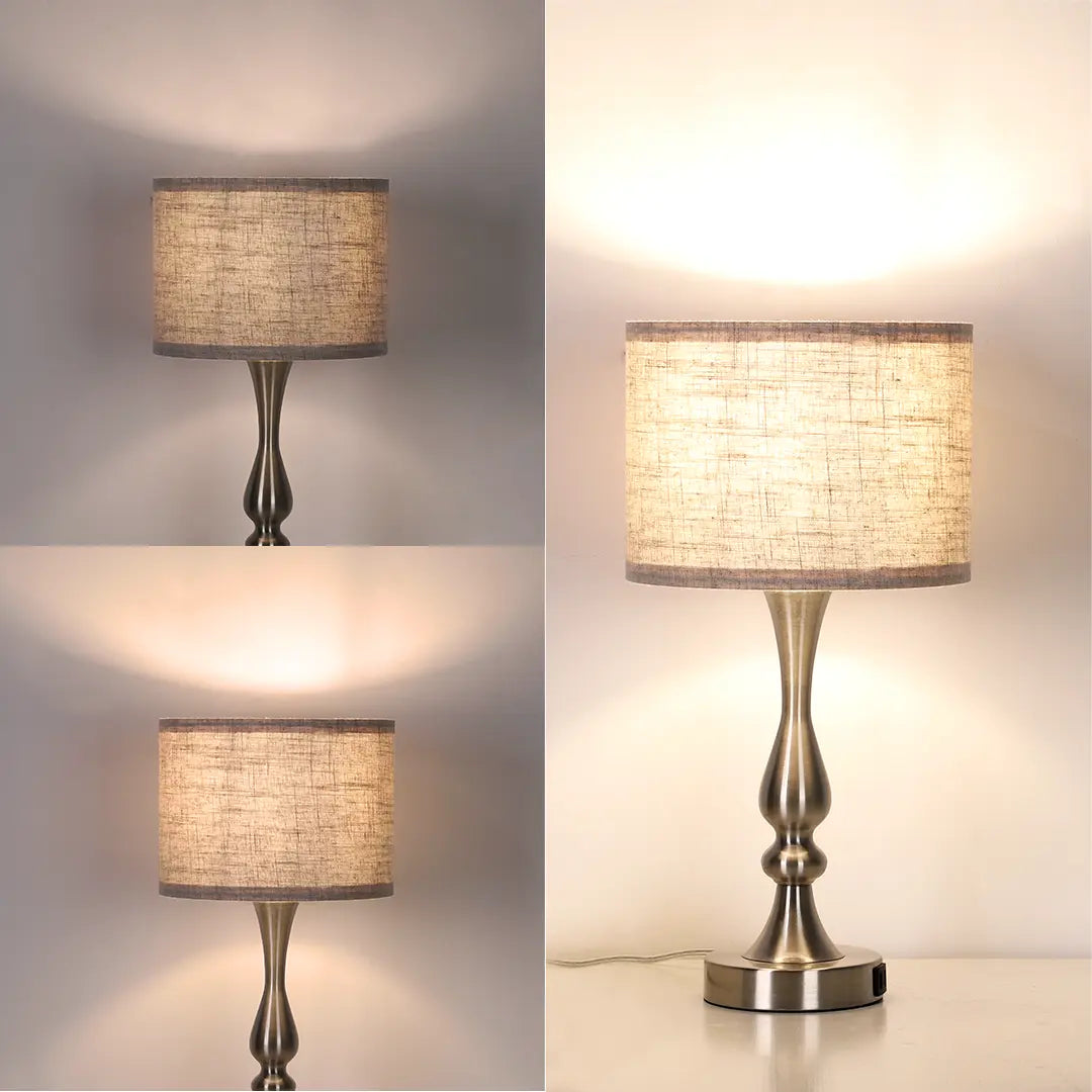Traditional Table Lamp with a textured shade on a neutral background