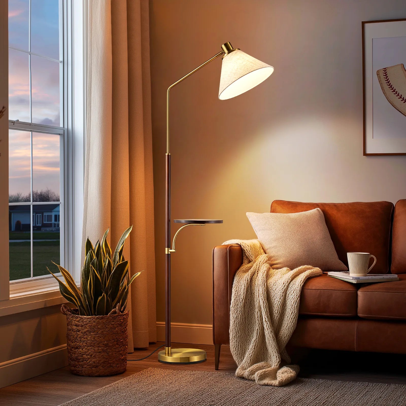 Tray Table Floor Lamp With Remote Control (63'' )