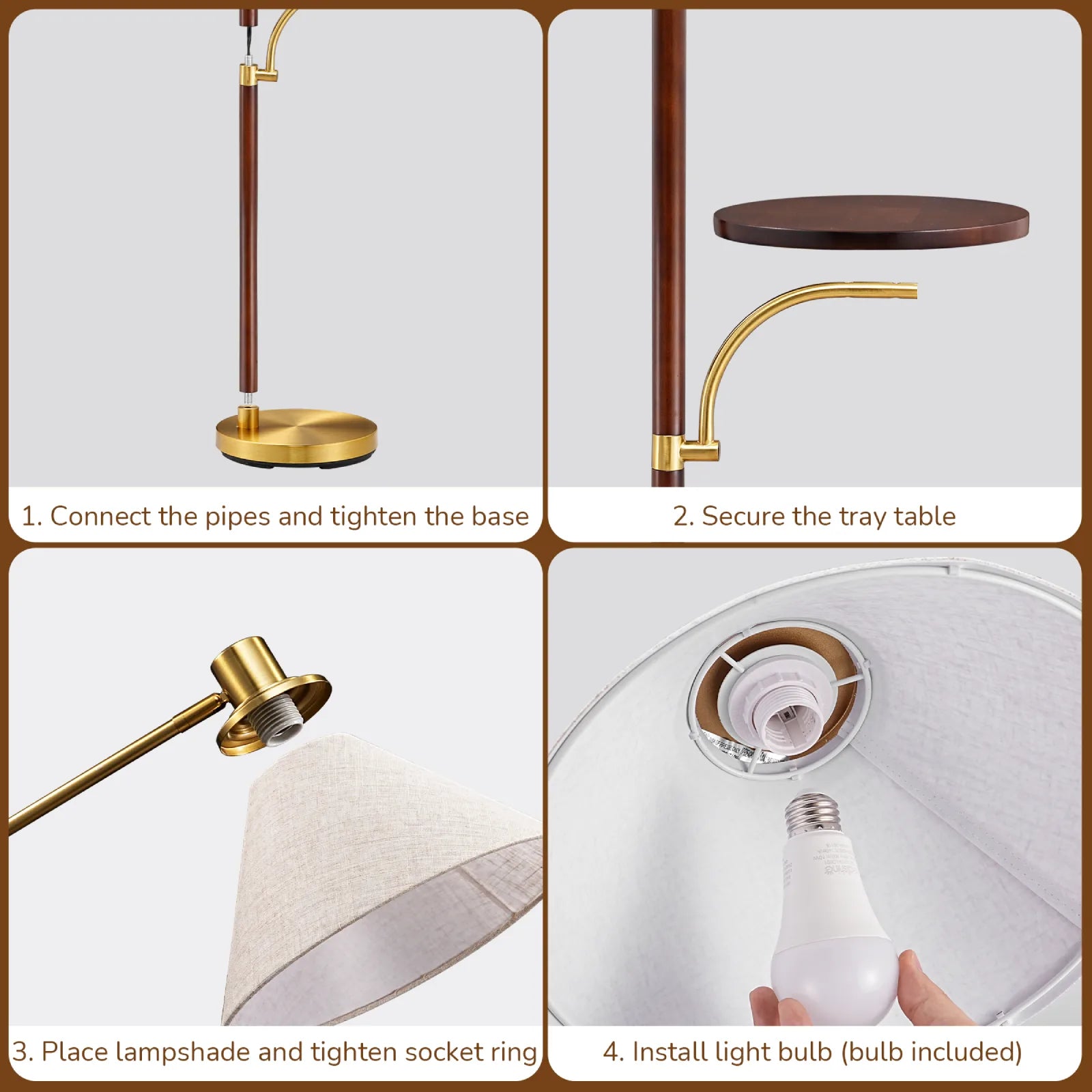 Tray Table Floor Lamp With Remote Control (63'' )