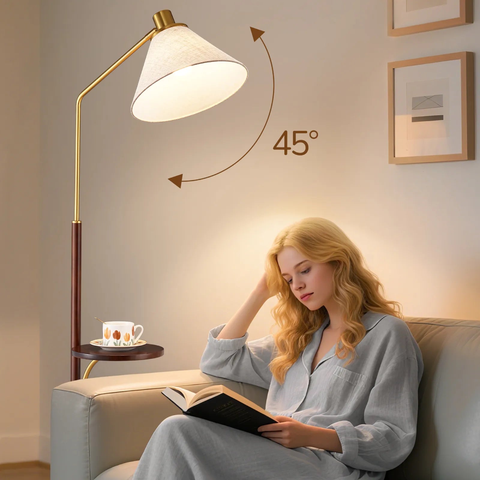 Tray Table Floor Lamp With Remote Control (63'' )