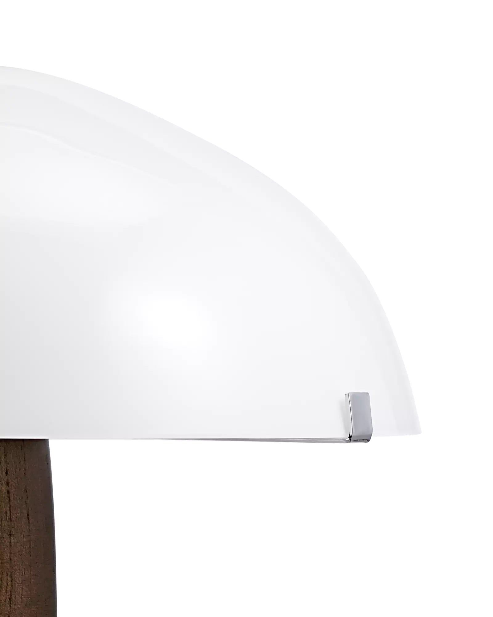 Close-up of a white glass lampshade on a white background