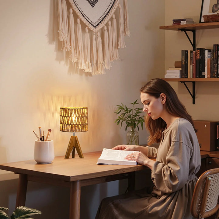 Woven Shade Table Lamp (bulbs not included）-HLTL15G-HLTL15H-HLTL15J