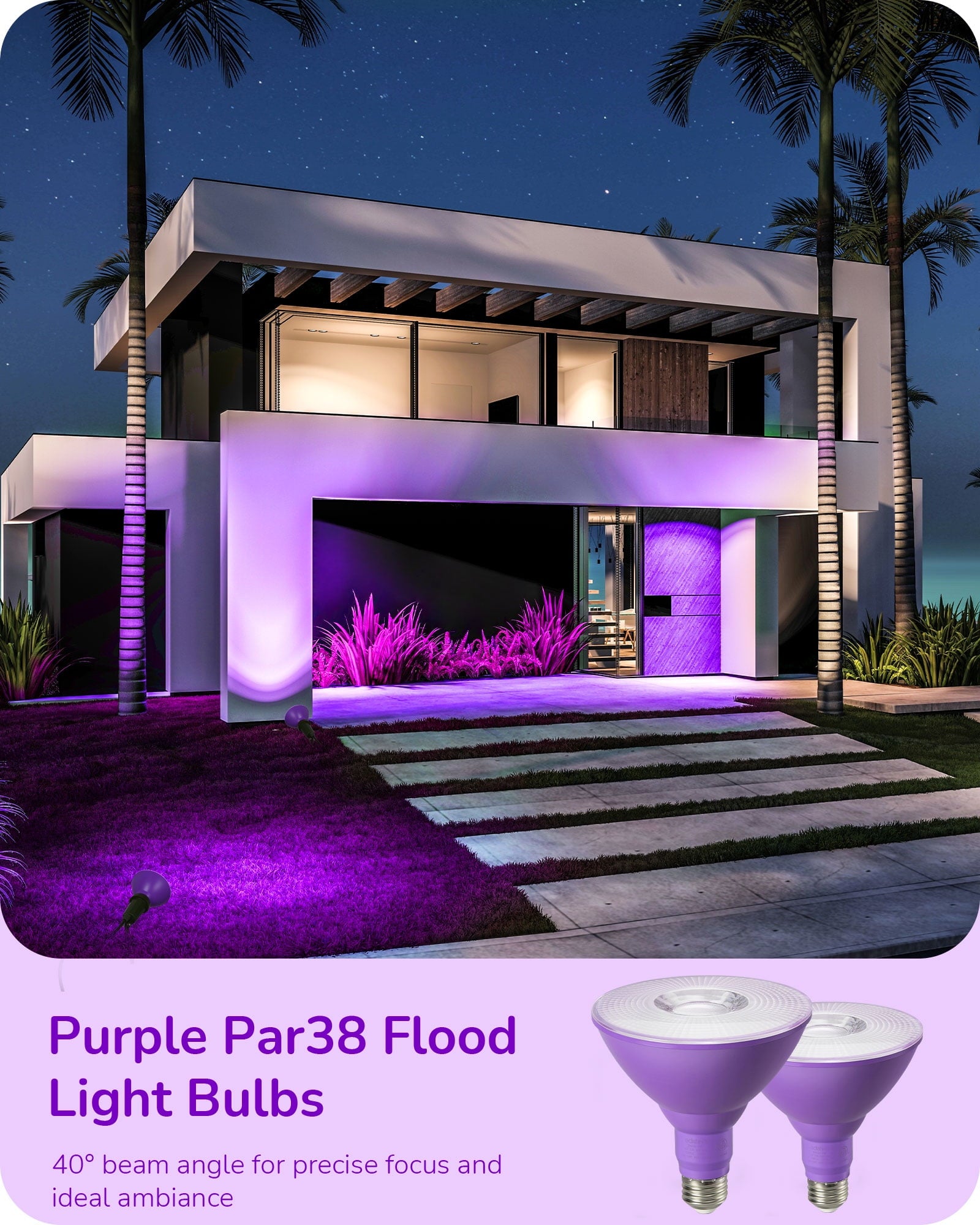 EDISHINE 4 Pack LED Par38 Outdoor Flood Purple Light Bulbs, 18W (120W Equivalent), Dimmable, E26 Base Purple LED Lights, Party Decortion
