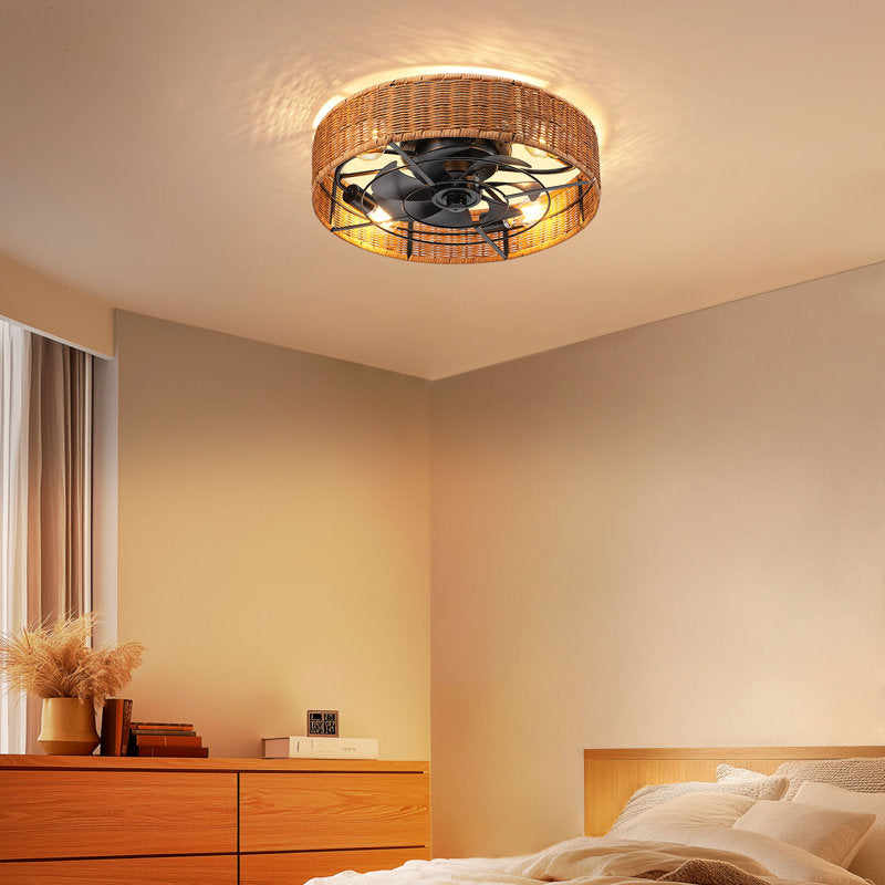 Bay Isle Home™ 19.7'' Rattan Ceiling Fan With Light And Remote Control Included