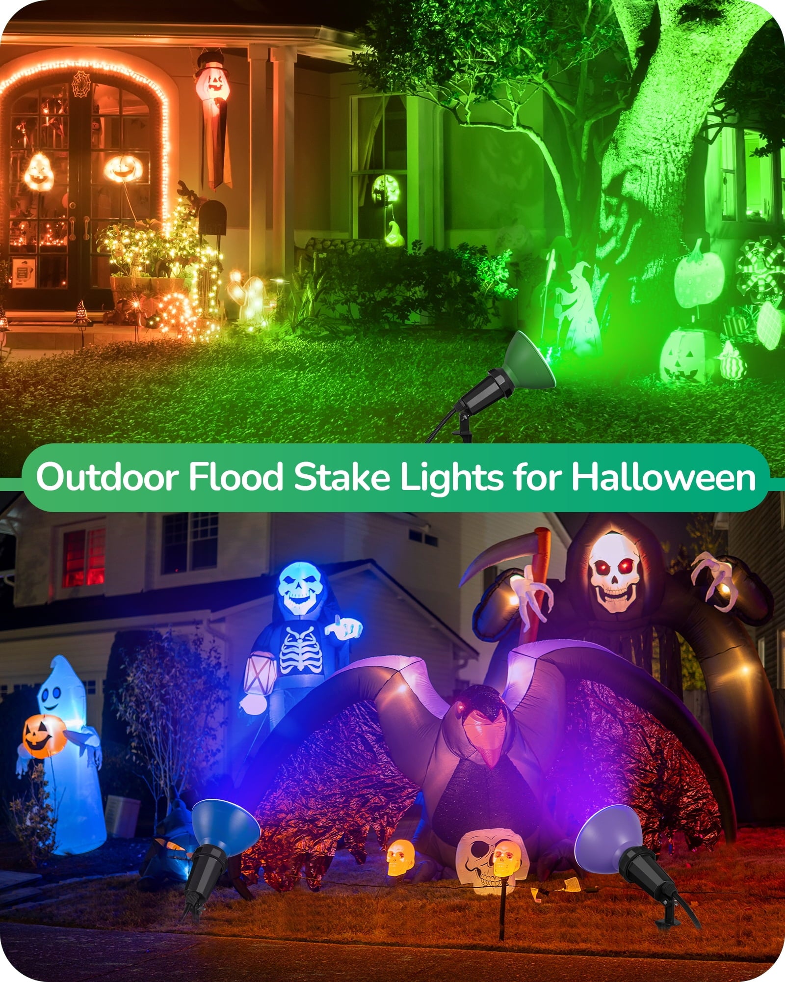 EDISHINE 2 Pack Spotlight Outdoor, For Garden Decor Plug in with 6FT Cord, 120V Weatherproof Outdoor Flood Stake Lights, E26 Base PAR38 Bulb landscape light Socket for Holiday, Patio, Yard.