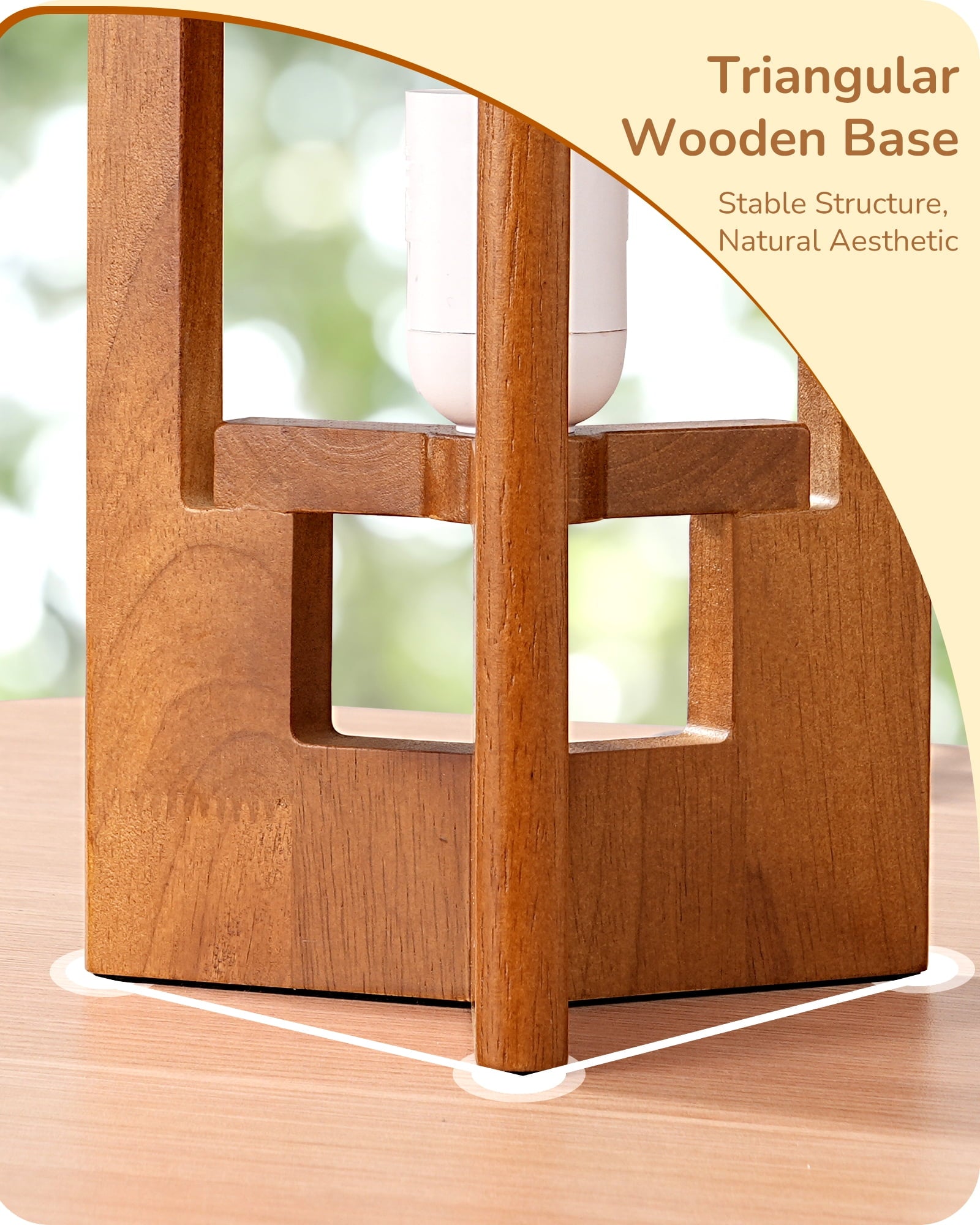 EDISHINE Table Lamp Wood Body Linen Shade for Living Room Bedroom