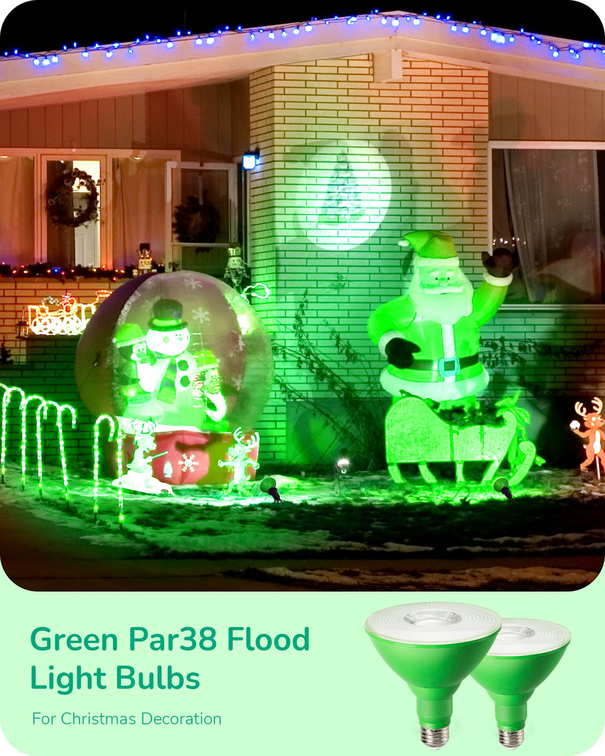 EDISHINE 4 Pack PAR38 Green LED Flood Light Bulbs Outdoor, Dimmable LE