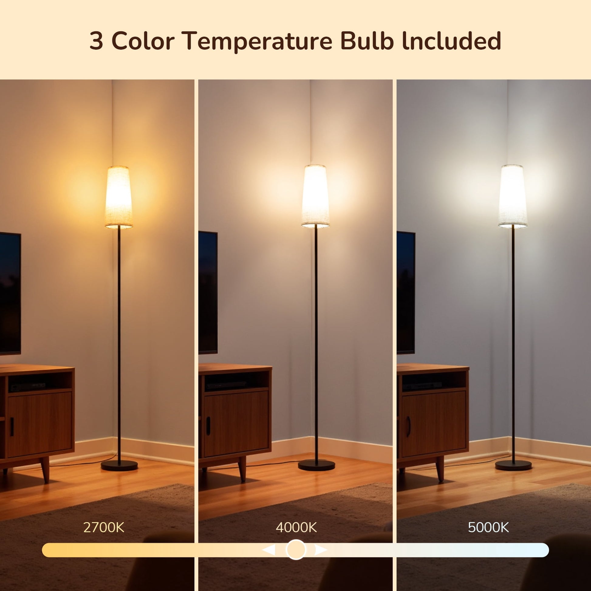 EDISHINE 65in Floor Lamps for Living Room, Standing Tall Standing Light, LED Bulb Included