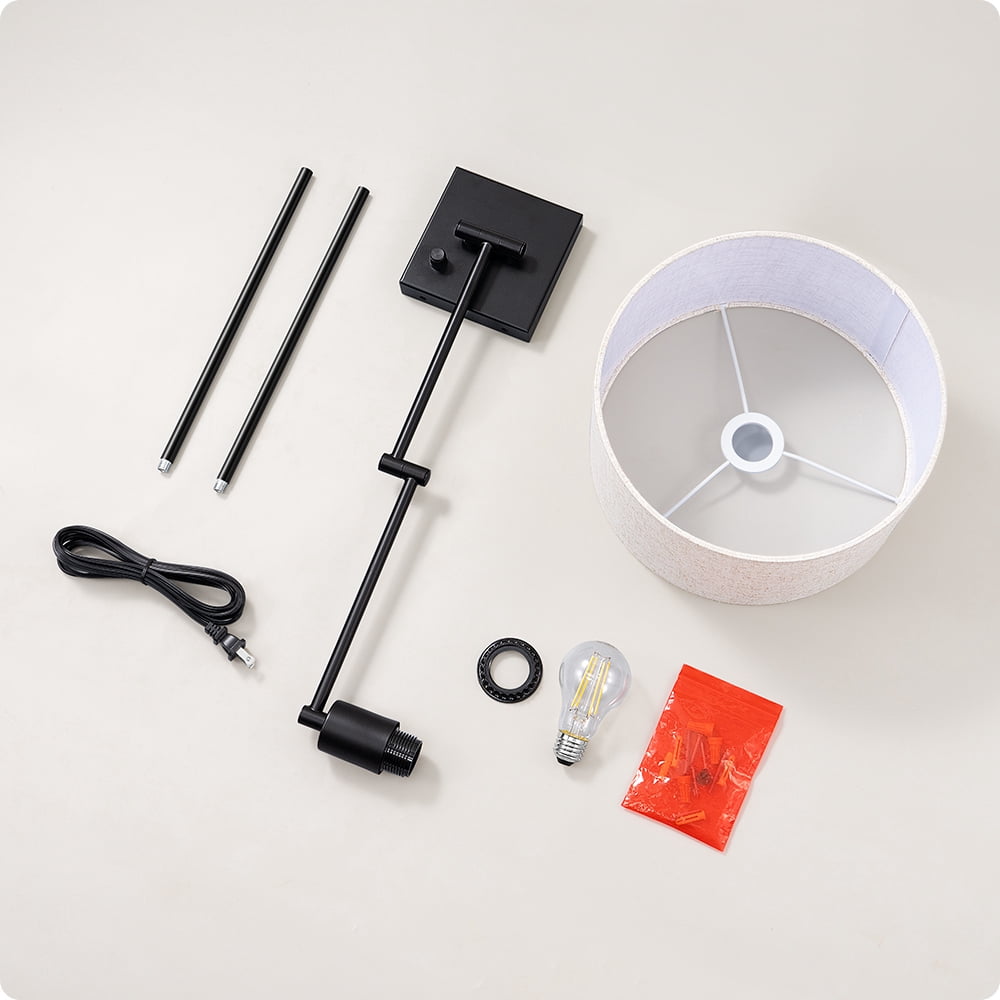 EDISHINE Wall Light for Bedroom Living Room, Dimmable Wall Sconce with Swing Arm, Bulb Included