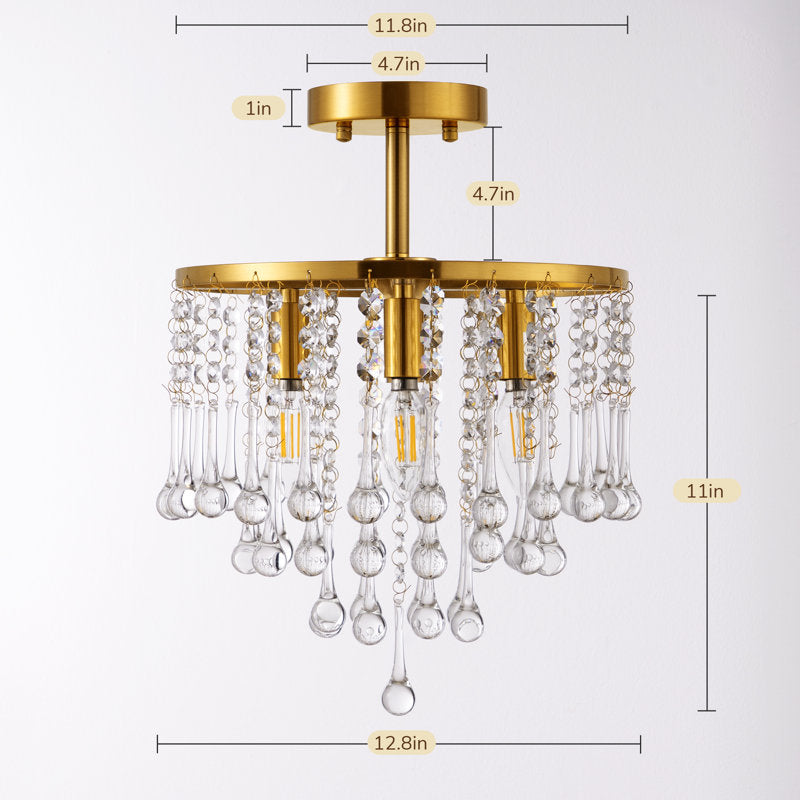 4 - Light 11.8'' Crystal Chandelier Flush Mount
